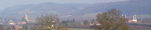 Suckley and the hills from Barrow Mill Lane on 2 March 2004
