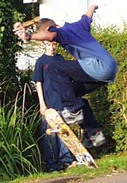 Skateboarders in Suckley. Photo (c) Keith Bramich, August 2001