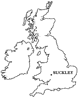 Map of UK showing Suckley
